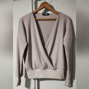 Elegant CBR Tan Ribbed Shirt In Size L